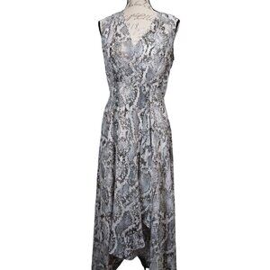 NWT Calvin Klein | Chiffon Faux Wrap Snake Print Hi-Lo Maxi Dress | Size 10